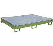 eurokraft pro Cubeta de fondo con recipiente interior de PE para estanterías, con rejilla, 256 l, L x A x H 1765 x 1315 x 255 mm, verde