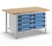 eurokraft pro Banco de trabajo, construcción de bastidor Serie 8000, 8 cajones, A x P 1500 x 900 mm