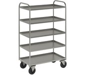 Kongamek Carro con pisos KM41, 5 pisos con remate, L x A x H 955 x 550 x 1490 mm, galvanizado, 2 ruedas de maniobra y 2 fijas
