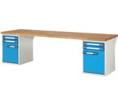 eurokraft pro Banco de trabajo, sistema modular Serie 7000, 4 cajones, 2 puertas, A x P 3000 x 900 mm