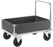 Kongamek Carro de plataforma, carga máx. 500 kg, con 4 paredes laterales bajas, L x A x H 1000 x 700 x 900 mm, con inmovilizador