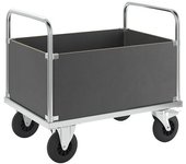 Kongamek Carro de plataforma, carga máx. 500 kg, con 4 paredes laterales altas, L x A x H 1000 x 700 x 900 mm, con inmovilizador