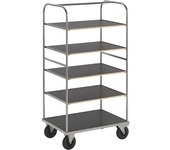 Kongamek Carro con pisos multiusos KM338, L x A x H 1000 x 700 x 1800 mm, galvanizado, 2 ruedas de maniobra con freno, 2 ruedas fijas