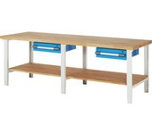eurokraft pro Banco de trabajo, sistema modular Serie 7000, 2 cajones de 150 mm, A x P 2500 x 900 mm