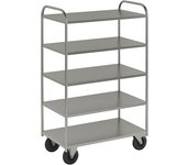 Kongamek Carro con pisos KM41, 5 pisos, L x A x H 955 x 550 x 1470 mm, galvanizado, 2 ruedas de maniobra con freno, 2 ruedas fijas