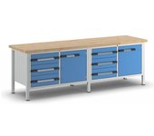 eurokraft pro Banco de trabajo, construcción de bastidor Serie 8000, 6 cajones de 180 mm, 2 puertas de 540 mm, 1 balda, A x P 2500 x 700 mm