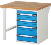eurokraft pro Banco de trabajo, sistema modular Serie 7000, 4 cajones, A x P 1000 x 900 mm