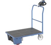 eurokraft pro Carro de plataforma con accionamiento eléctrico, manija tubular, L x A x H 1370 x 700 x 1300 mm, cubiertas de las ruedas de poliamida