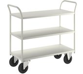 Kongamek Mesa rodante KM41, 3 pisos, L x A x H 1080 x 450 x 975 mm, blanca, 2 ruedas de maniobra y 2 fijas