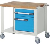 eurokraft pro Banco de trabajo rodante Serie 8000, construcción de bastidor, 1 cajón, 1 puerta, repisa, A x P 1000 x 700 mm