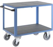 eurokraft pro Carro de montaje, carga máx. 500 kg, 2 camas, con freno centralizado, cama de 1050 x 700 mm, azul luminoso