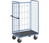 eurokraft pro Carro con pisos, rejilla de alambre por tres lados, carga máx. 500 kg, cubiertas de caucho macizo, L x A de la cama 975 x 655 mm