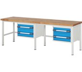 eurokraft pro Banco de trabajo, construcción de bastidor Serie 8000, 4 cajones: 2 x 150, 2 x 210 mm, A x P 2500 x 700 mm