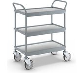 kaiserkraft Carrito de servicio, cama 670 x 380 mm, carga máx. 75 kg, 3 pisos, 4 ruedas de maniobra