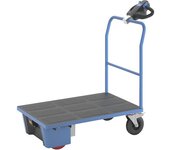 eurokraft pro Carro de plataforma con accionamiento eléctrico, manija tubular, L x A x H 1370 x 700 x 1300 mm, cubiertas de las ruedas de caucho