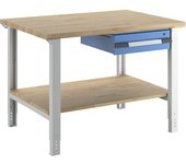 eurokraft pro Banco de trabajo, sistema modular Serie 7000, 1 cajón, 1 repisa, A x P 1250 x 900 mm