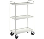 Kongamek Carro con pisos KM41, 3 pisos con remate, L x A x H 955 x 550 x 1490 mm, blanco, 2 ruedas de maniobra y 2 fijas
