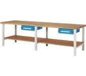 eurokraft pro Banco de trabajo, sistema modular Serie 7000, 2 cajones de 150 mm, A x P 3000 x 900 mm