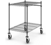 kaiserkraft Mesa rodante con rejilla de alambre, negra, con 2 pisos, L x A x H 910 x 610 x 1025 mm