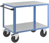 eurokraft pro Carro de montaje, carga máx. 500 kg, 2 camas con cubierta de chapa de acero galvanizado, L x A de la cama 1050 x 700 mm, armazón azul