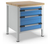 eurokraft pro Banco de trabajo, construcción de bastidor Serie 8000, 3 cajones: 1 x 120, 1 x 180, 1 x 240 mm, A x P 750 x 700 mm