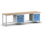 eurokraft pro Banco de trabajo, construcción de bastidor Serie 8000, 2 cajones de 180 mm, 2 puertas de 360 mm, extra ancho, A x P 3000 x 700 mm