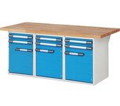 eurokraft pro Banco de trabajo, sistema modular Serie 7000, 6 cajones, 3 puertas, A x P 2000 x 900 mm