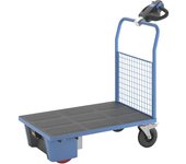 eurokraft pro Carro de plataforma con accionamiento eléctrico, 1 pared frontal de rejilla, L x A x H 1370 x 700 x 1300 mm