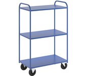 Kongamek Carro con pisos KM41, 3 pisos, L x A x H 955 x 550 x 1470 mm, azul, 2 ruedas de maniobra con freno, 2 ruedas fijas