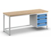 eurokraft pro Banco de trabajo, construcción de bastidor Serie 8000, 3 cajones: 1 x 120, 1 x 180, 1 x 240 mm, A x P 2000 x 700 mm