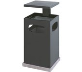 kaiserkraft Colector de residuos con cenicero interior y tejadillo, capacidad 72 l, A x H x P 500 x 955 x 500 mm, gris negruzco