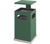 kaiserkraft Colector de residuos con cenicero interior y tejadillo, capacidad 72 l, A x H x P 500 x 955 x 500 mm, verde musgo