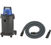 eurokraft pro Aspiradora en húmedo y en seco para talleres, recipiente de plástico de 37 l, 1200 W, con caja de enchufe