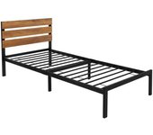 ML-Design Cama metálica negra, somier individual 90x200 cm