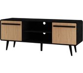 Loft24 Mueble TV con 2 cajones en efecto roble y negro