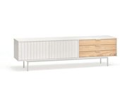 TEULAT Mueble de tv 2 puertas 3 cajones blanco y roble