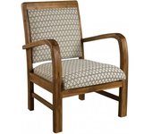 MACABANE Sillón hexagonal de madera de teca y tela verde
