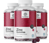 HealthyWorld® 3x Zinc con extracto de arándano rojo, en total 270 gominolas