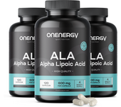 OnEnergy 3x ALA - ácido alfa lipoico 600 mg, en total 360 cápsulas