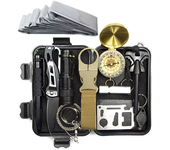 Kit de Supervivencia para Montaña Herramientas de Camping Multifuncionales como Linterna, Silbato, Cuchillo, Brújula