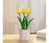 Simulation Tulip Pink Yellow Artificial Flowers Potted Fake Plastic Plants For Home Desktop Wedding Party Office Decoraction