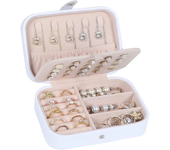 Caja de joyas de viaje, estuche de almacenamiento de joyas pequeño de cuero sintético PU, adecuado para mujeres y niñas, estuche