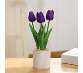 Simulation Tulip Pink Yellow Artificial Flowers Potted Fake Plastic Plants For Home Desktop Wedding Party Office Decoraction