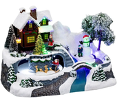 Pro Navidad® Pueblo de navidad "Bibury"  Escena navideña - Pueblo con Papa-Noel en trineo   23x14.8x15.5 cm