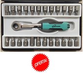 Juego Puntas con Carraca, 25 pzs - Juego de Puntas con Carraca de 25 Piezas - Incluye Puntas Allen, Torx, Xzn, Planas y Ph con Carraca de 72 Dientes y Mango Ergonómico - Estuche de Plástico Resistente