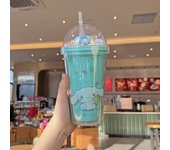 Sanrio Kawaii Anime Water Bottle Kuromi Double-Layer Plastic Cup Water Cup Cinnamoroll Portable Sport Mug Straw Water Cup Gifts