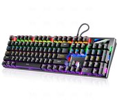 Teclado mecánico metálico 87 teclas 104 teclas eje verde luminoso eje negro accesorios informáticos juego de bloques de color
