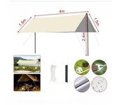 MIRAMAX-Toldo de Refugio Impermeable 3M*3M/4M, Tienda de Campaña, Portátil, Ligera, Impermeable, Refugio para Camping, Senderismo