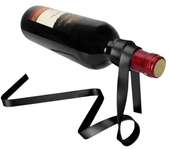 Botellero Flotante de Pared para Vinos - Elegante Organizador de Cocina para Almacenamiento y Decoración - Cinta Negra - Soporte para Botellas de Vino Duradero y Práctico - Accesorios de Cocina de Calidad - Negro