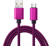 Cable de Carga Rápida USB Tipo C, Cable Trenzado de Nylon 2.4A 1m Rosa, Rosa